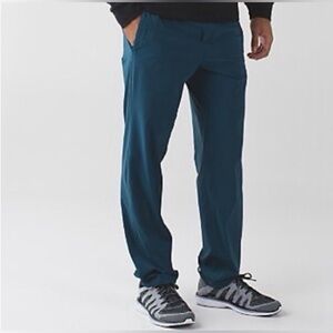 Lululemon Cutback Pull-On Straight Leg Pants, Alberta Lake Teal Blue Mens Size L